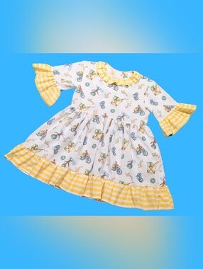 Handmade, Upcycled Curious George Bedsheet Dress Fits Size S-M-L-XL